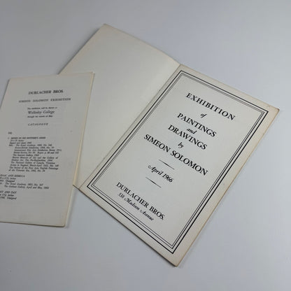 Paintings and drawings by Simeon Solomon | Durlacher Bros Madison Avenue, New York 1966 introduction by Lionel Lambourne