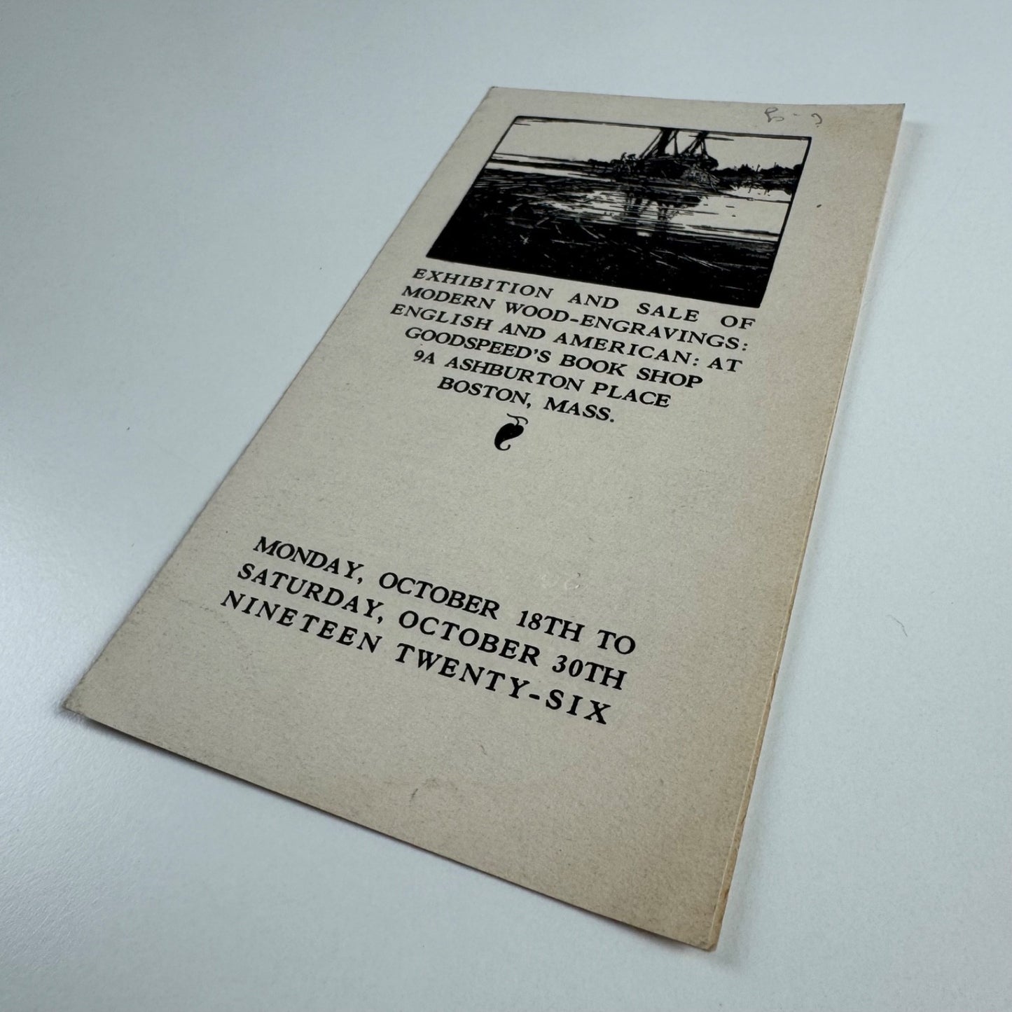 Leaflet for Exhibition and Sale of Modern wood-engravings: English and American | Goodspeed's Book Shop Boston 1926