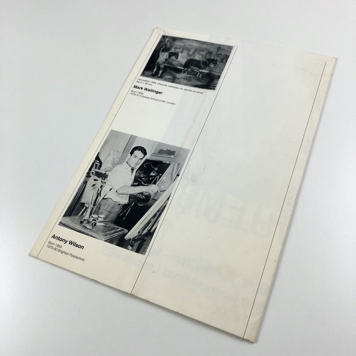 Goldsmiths’ College –  MA Fine Art poster | Antony Wilson, Mark Wallinger, 1985?