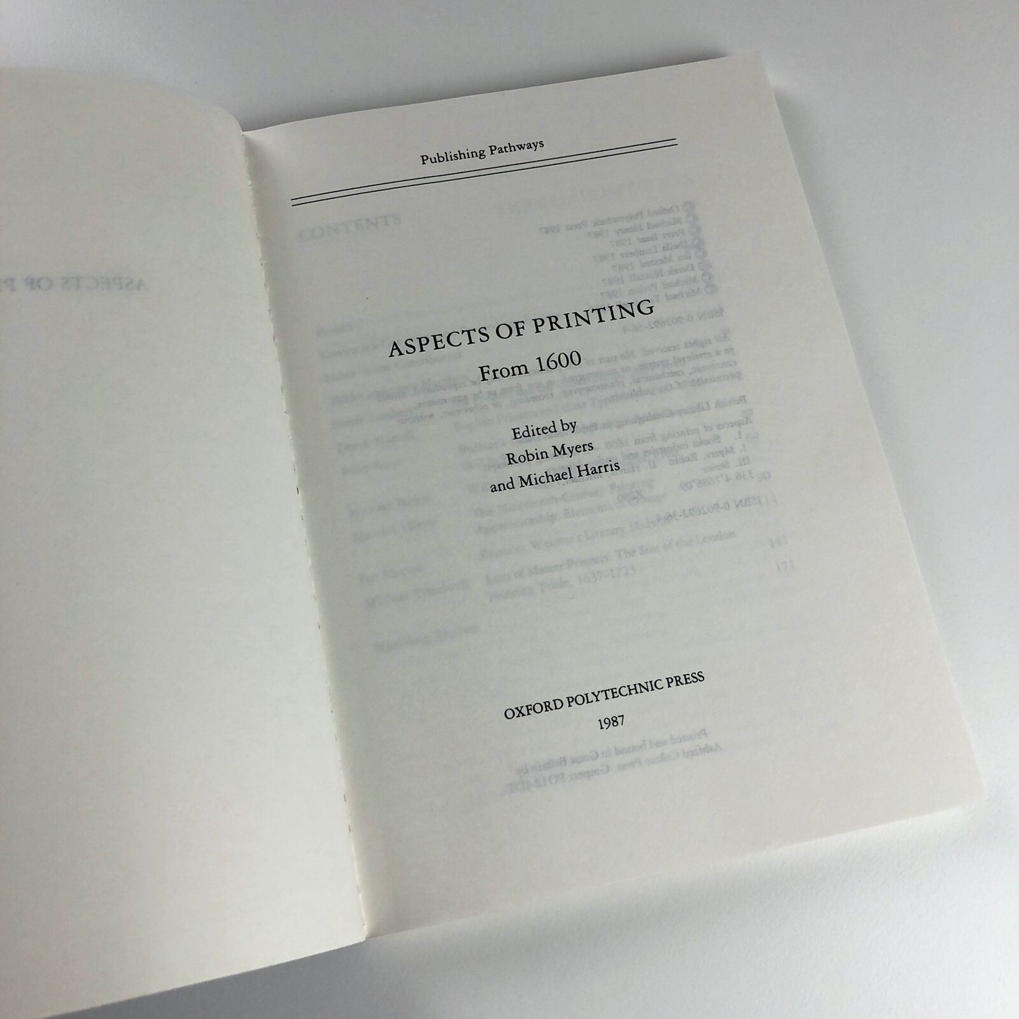 Aspects of Printing From 1600 | Robin Myers and Michael Harris | Publishing Pathways, 1987