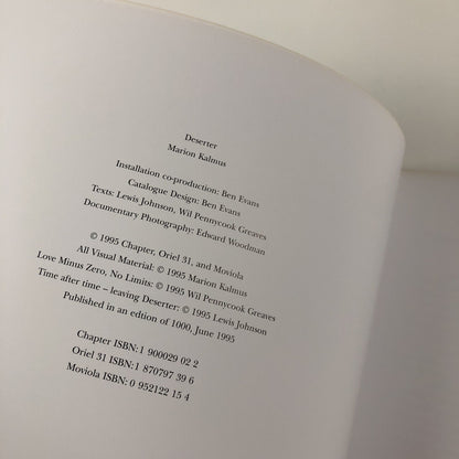 Marion Kalmus. Deserter | Chapter, Oriel 31, Moviola 1995 | Exhibition catalogue