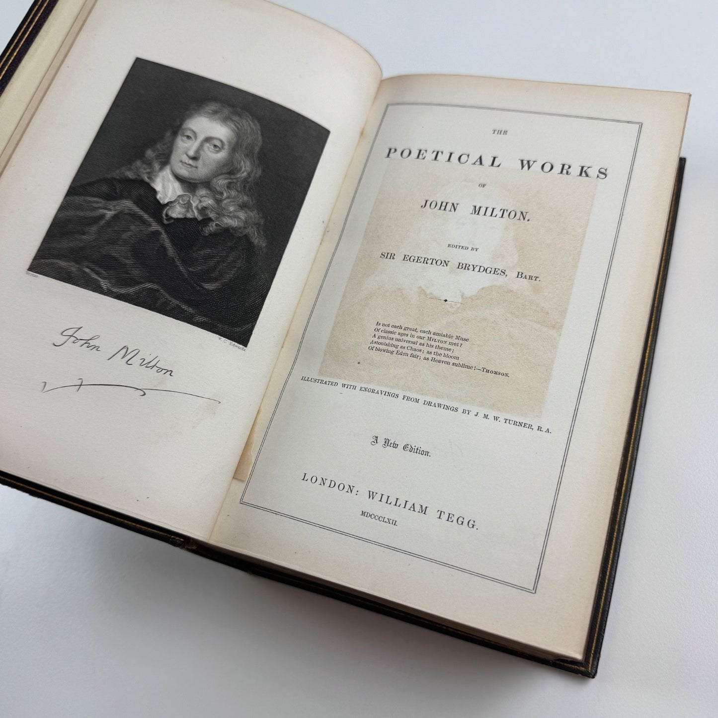 Milton's Poetical Works edited by Sir Egerton Brydges | William Tegg, 1865 bound by Edwin Slater