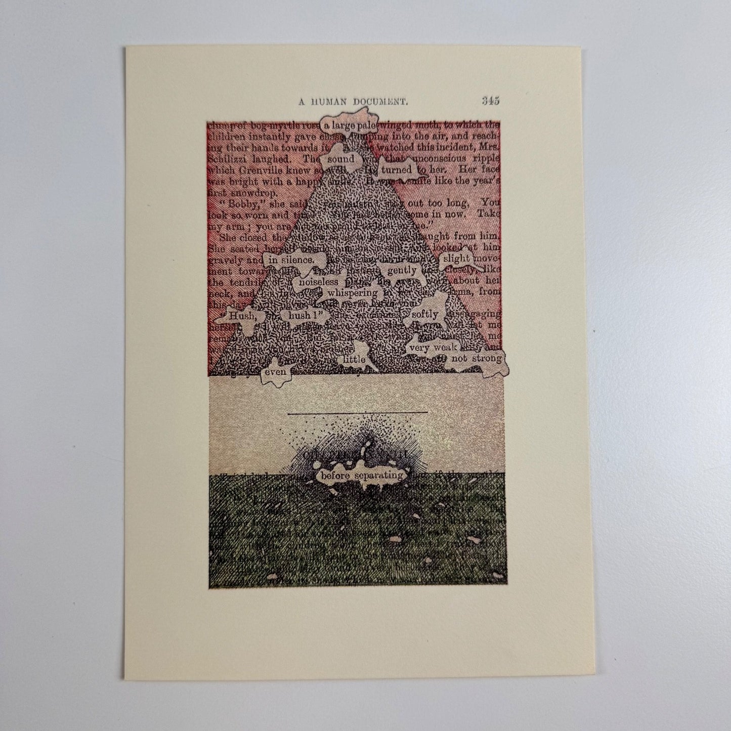 A Humument page 345 'a large pale sound' by Tom Phillips | The Tetrad Press, 1970