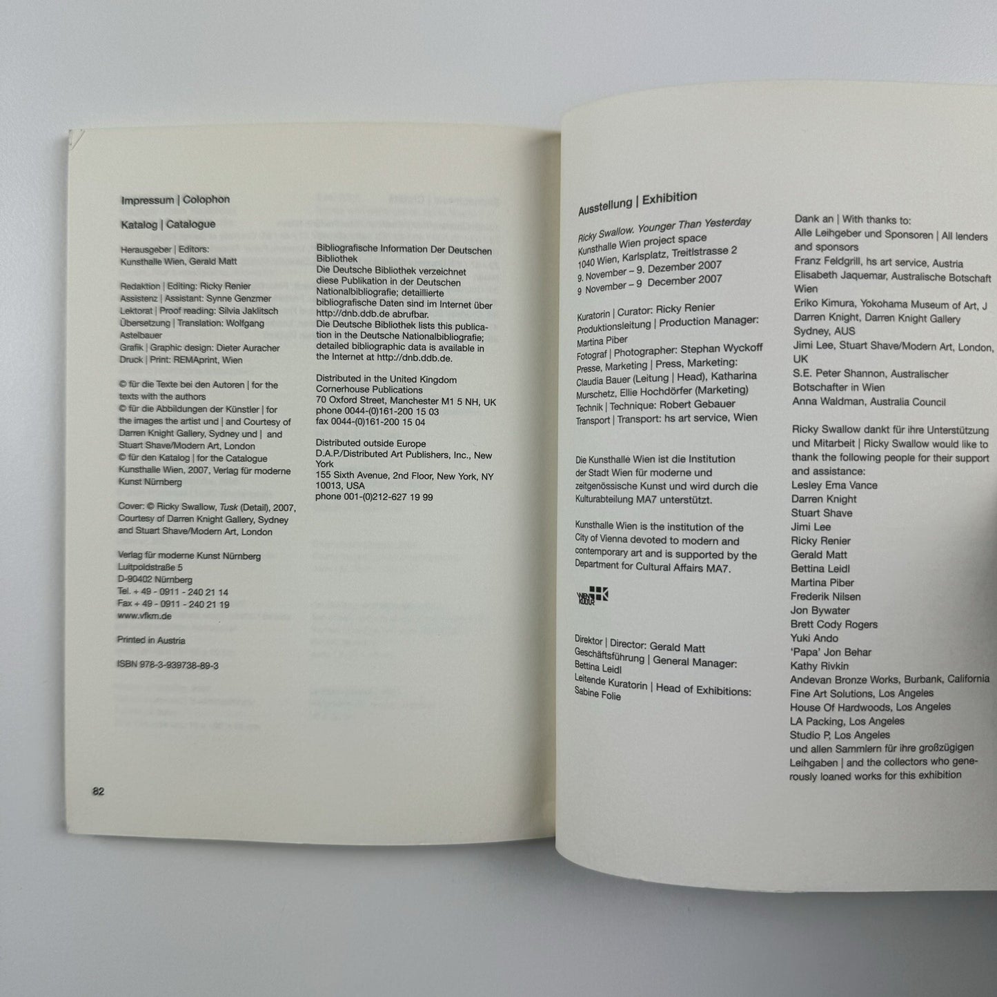 Ricky Swallow. Younger Than Yesterday | Kunsthalle Wien 2007 catalogue