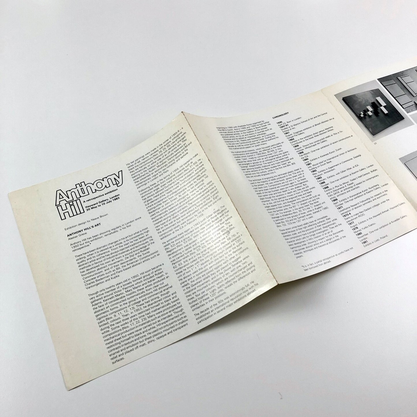 Anthony Hill. A retrospective exhibition – Hayward Gallery folded leaflet, 1983