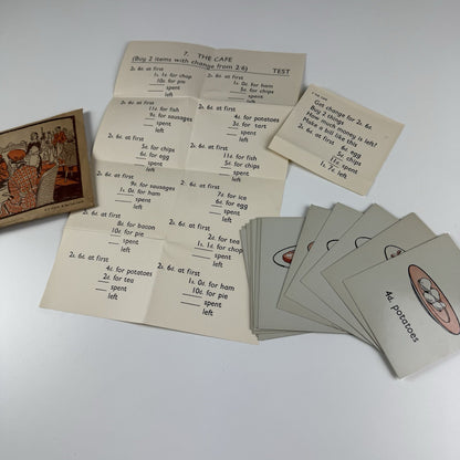 No 7 The Cafe educational maths toy | E.J. Arnold c.1950s – 12 cards and 2 leaflets