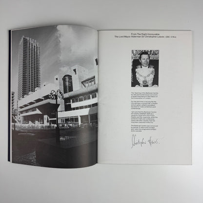 Opening of the Barbican Center by Her Majesty The Queen 3 March 1982 brochure