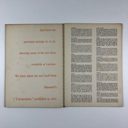 A Synopsis of Type Faces in Use at Laytons | Type specimen book, 1930s?