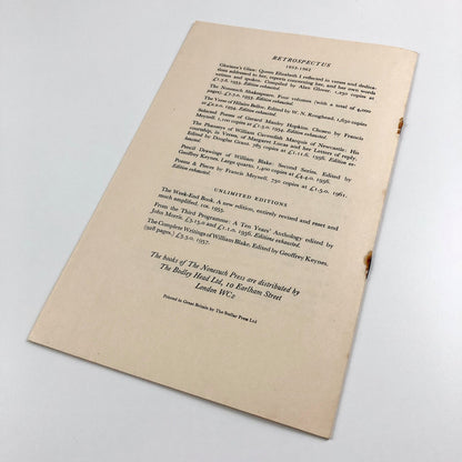 Prospectus for The Bible, September 1963 | Designed by Francis Meynell and printed by the University Press Oxford and the University Press Cambridge | Nonesuch Press