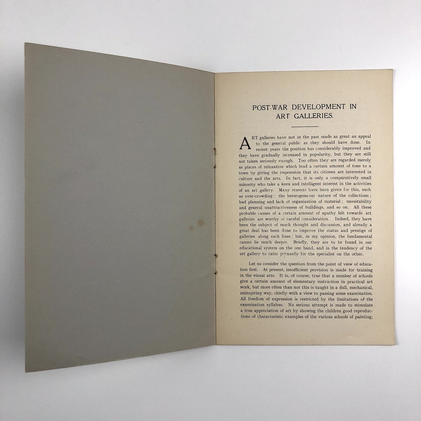 Post-War Development in Art Galleries by B Collingwood Stevenson 1945 | Laing Art Gallery, Newcastle