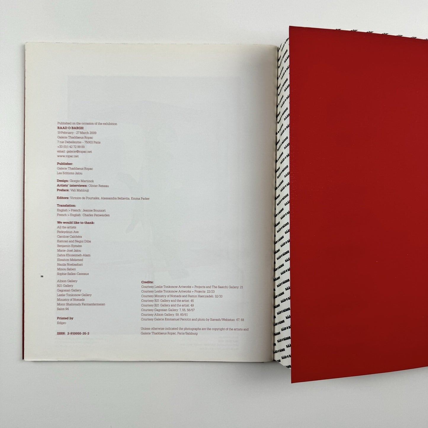 Raad o Bargh: 17 Artists from Iran | Galerie Thaddaeus Ropac, 2009 exhibition catalogue