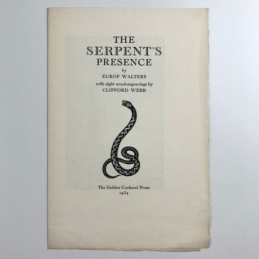 The Serpent's Presence by Eurof Walters | Golden Cockerel Press prospectus, 1954