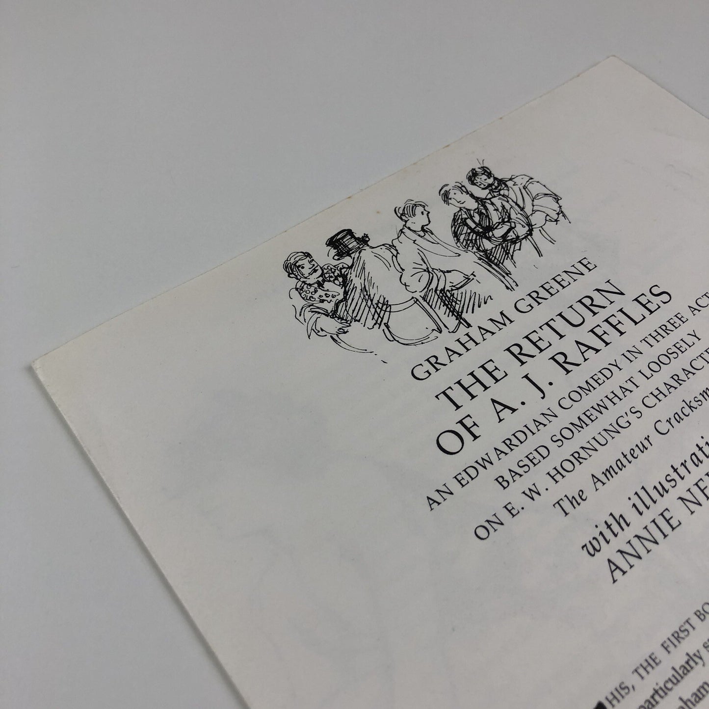 Prospectus – The Return of AJ Raffles | Graham Green | Inky Parrot Press | Annie Newnham