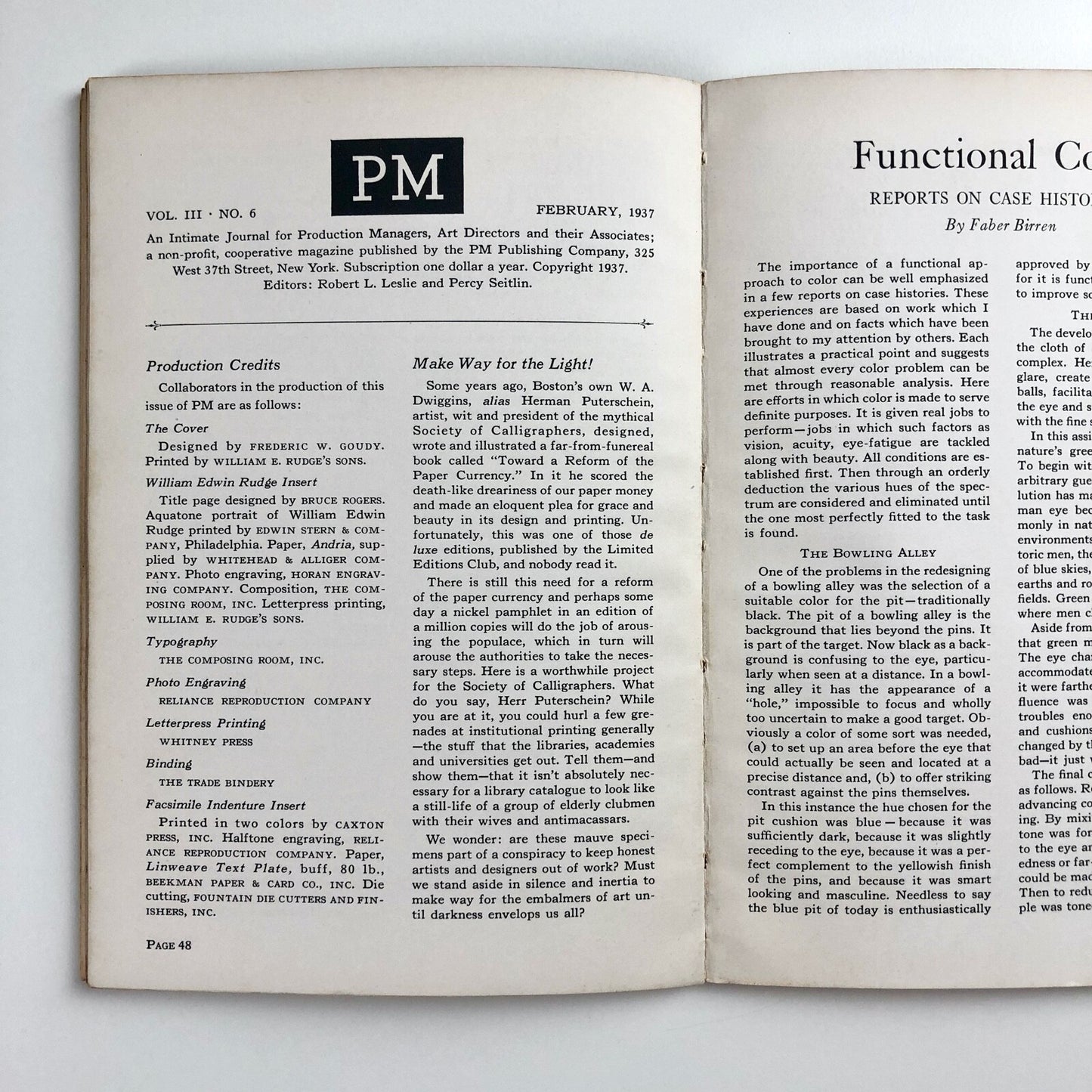 PM – Journal for Production Managers & Art Directors | Vol 3, No 6, Feb 1937 | Wiliam Edwin Rudge