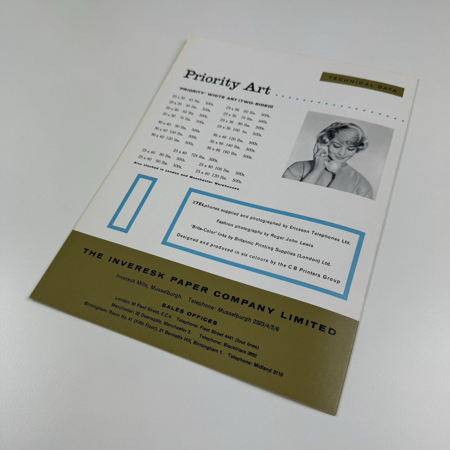 Promotional leaflet – Priority Art paper | The Inveresk Paper Co, undated