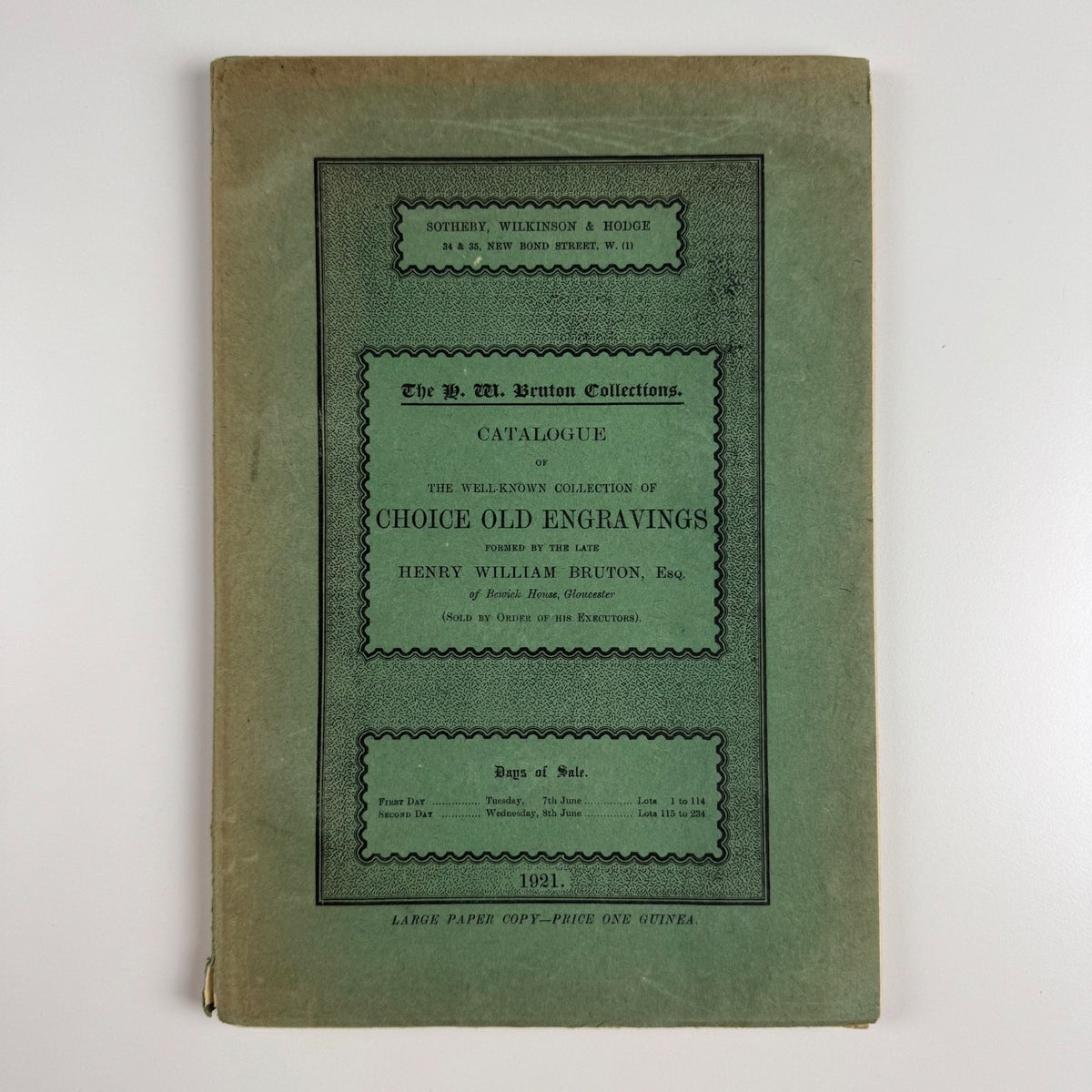 Choice Old Engravings. The Henry William Bruton Collection Sotheby, 1921