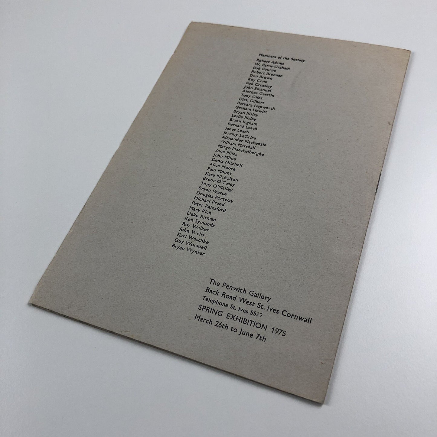 Catalogue – Penwith Spring exhibition 1975 | The Penwith Society of Arts
