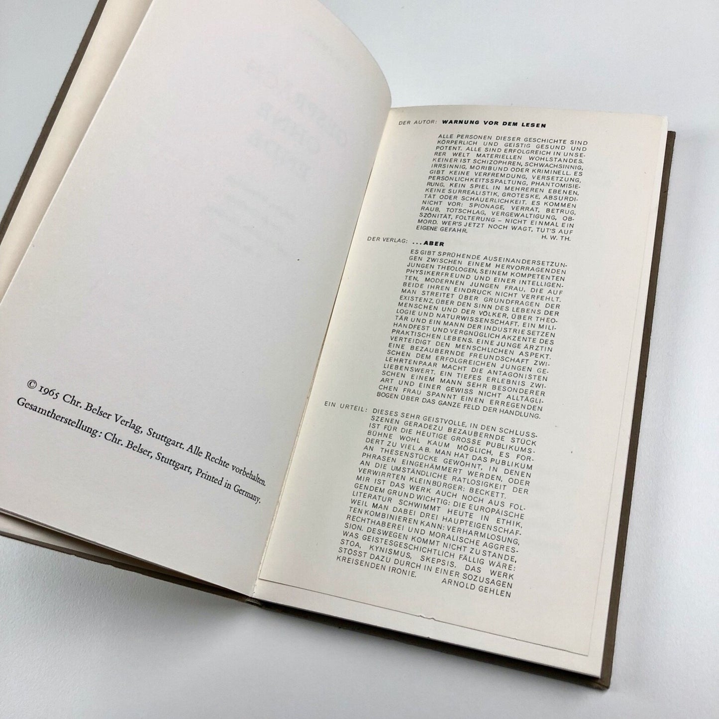 Gespräch Ohne Ende. Religion, Wissenschaft, Sinn der geschichte | H. W. Thomas | Belser Verlag, 1965
