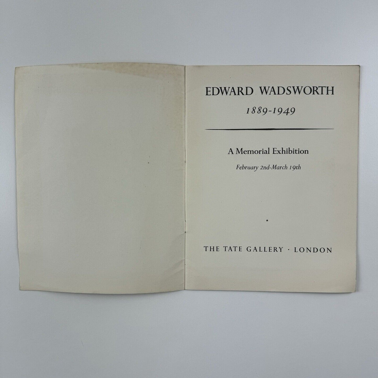 Edward Wadsworth (1889-1949). A Memorial Exhibition | Tate Gallery, 1951