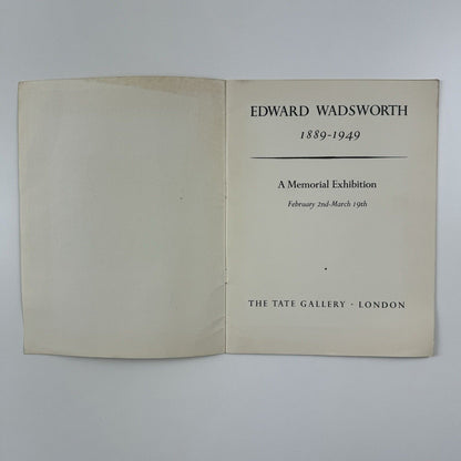 Edward Wadsworth (1889-1949). A Memorial Exhibition | Tate Gallery, 1951