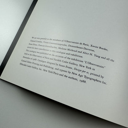 L'Observatoire. Farideh Cadot Gallery; NY; Galerie Farideh Cadot, Paris | 1988 exhibition catalogue