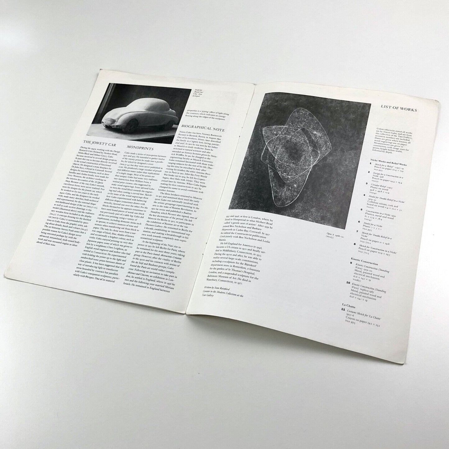 Leaflet for Naum Gabo. The Creative Process | Tate Gallery guide, 1994