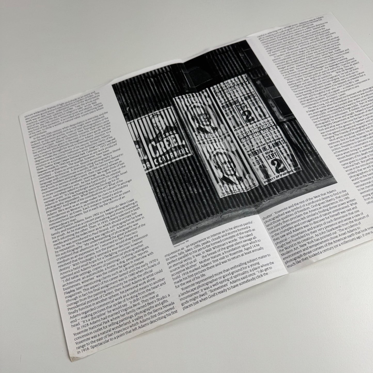 Leaflet for the exhibition Ansel Adams at The Barbican 1987