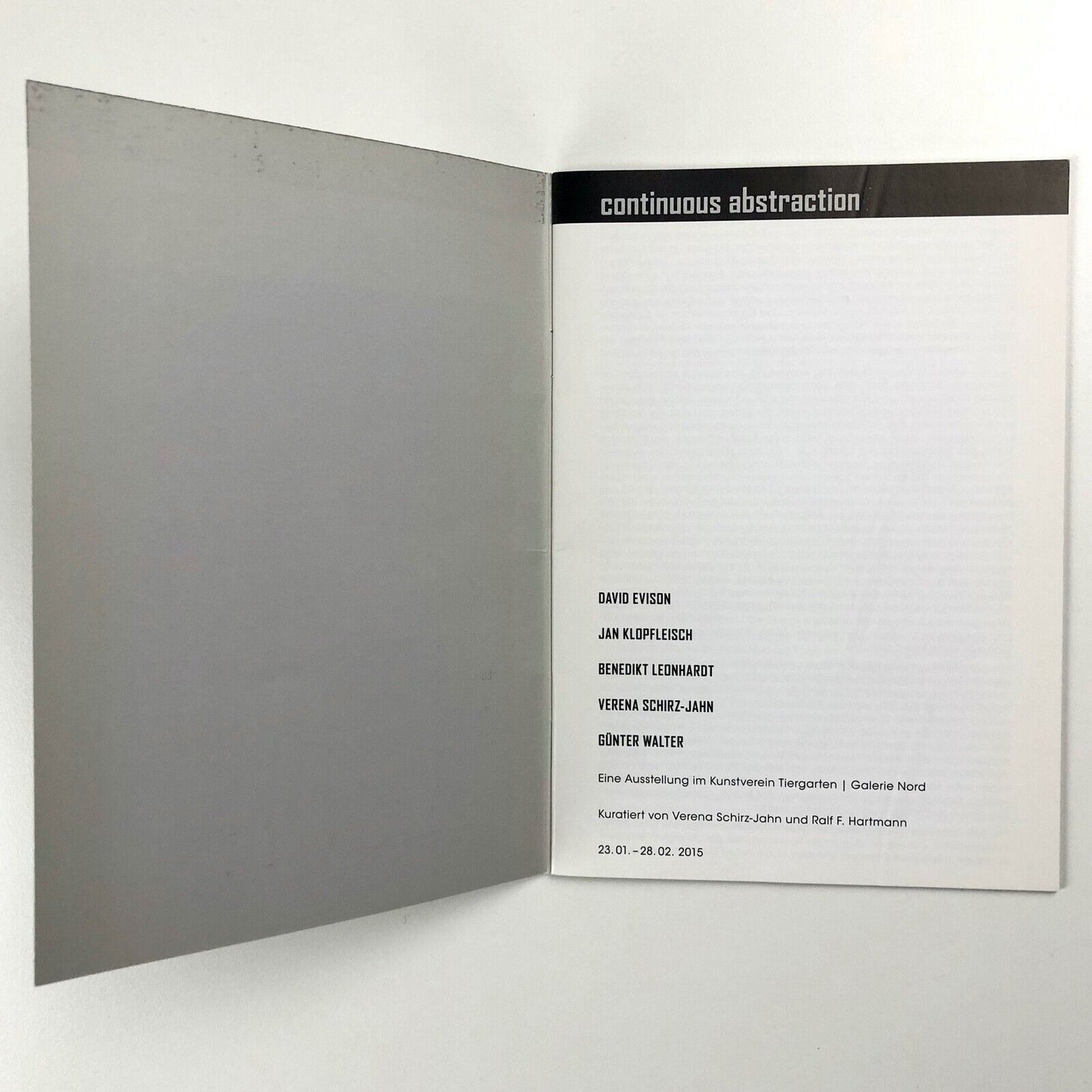 Continuous Abstraction | Kunstverein Tiergarten | Galerie Nord catalogue, 2015