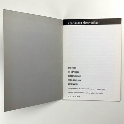 Continuous Abstraction | Kunstverein Tiergarten | Galerie Nord catalogue, 2015