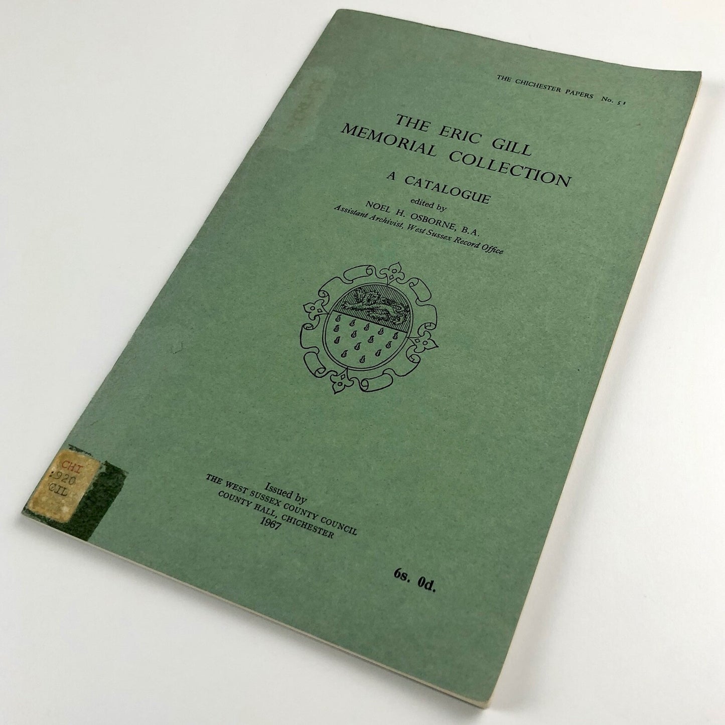 The Eric Gill Memorial Collection – A Catalogue edited by Noel H. Osborne, 1967 | The Chichester Papers no 51