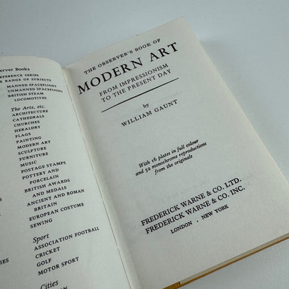 The Observer’s Book of Modern Art by William Gaunt | Frederick Warne, 1976 second reprint