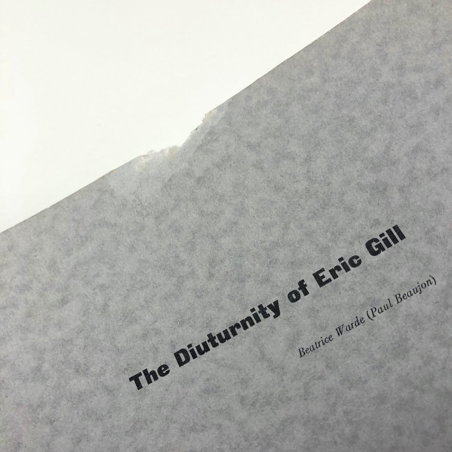 The Diuternity of Eric Gill | Paul Beaujon / Beatrice Warde offprint | Penrose Annual