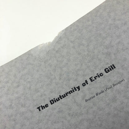 The Diuternity of Eric Gill | Paul Beaujon / Beatrice Warde offprint | Penrose Annual