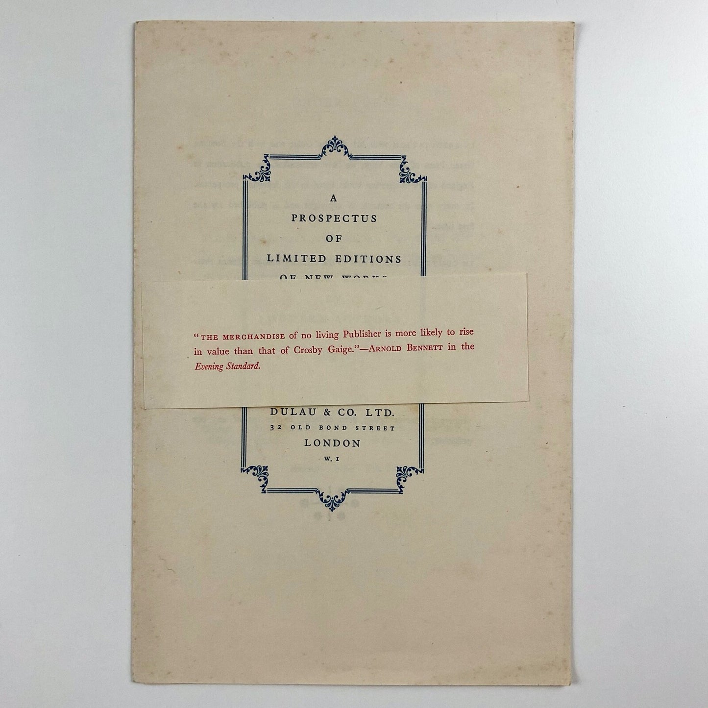 Prospectus leaflet – New Works by Modern Authors | Dulau / Crosby / Gaige | Bowling Green Press