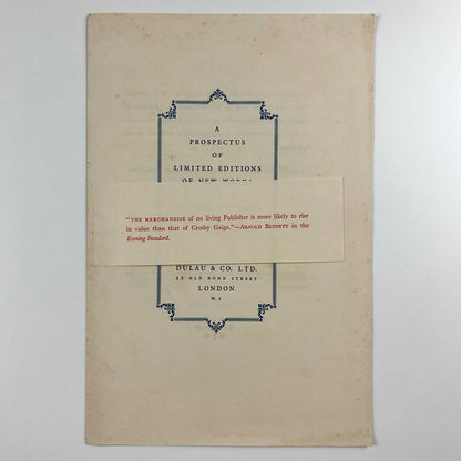 Prospectus leaflet – New Works by Modern Authors | Dulau / Crosby / Gaige | Bowling Green Press