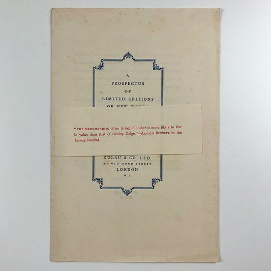 Prospectus leaflet – New Works by Modern Authors | Dulau / Crosby / Gaige | Bowling Green Press