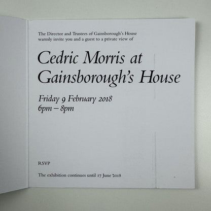 Private view invitation Cedric Morris at Gainsborough’s House, 2018