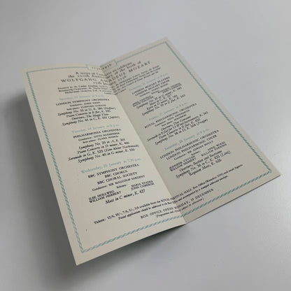Leaflet 200th anniversary of birth of Mozart concerts Royal Festival Hall 1956
