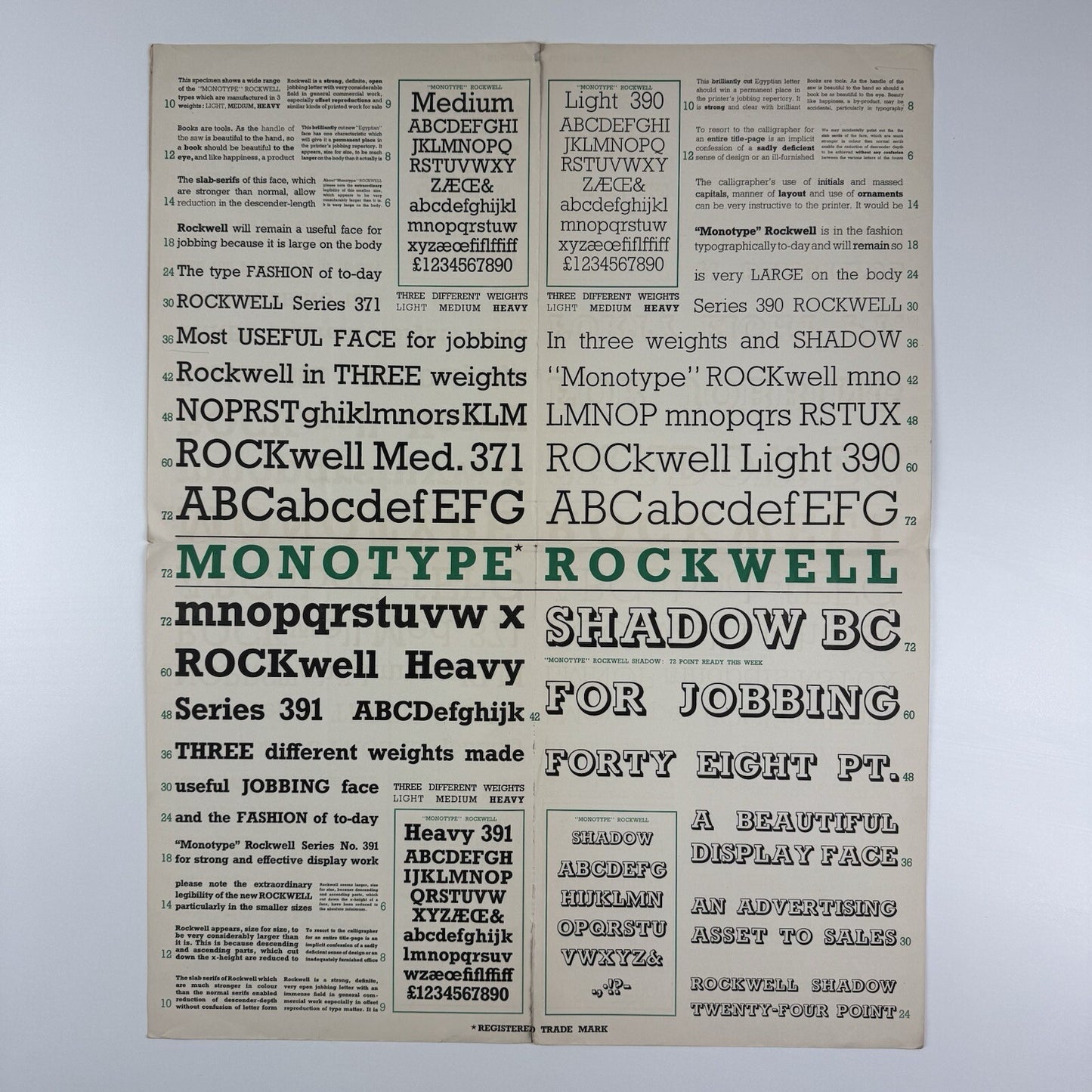 Monotype News Letter 18 | 23 February 1935 | Fold-out type specimen sheet