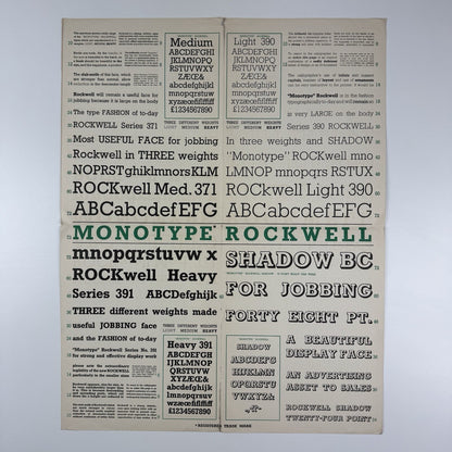 Monotype News Letter 18 | 23 February 1935 | Fold-out type specimen sheet