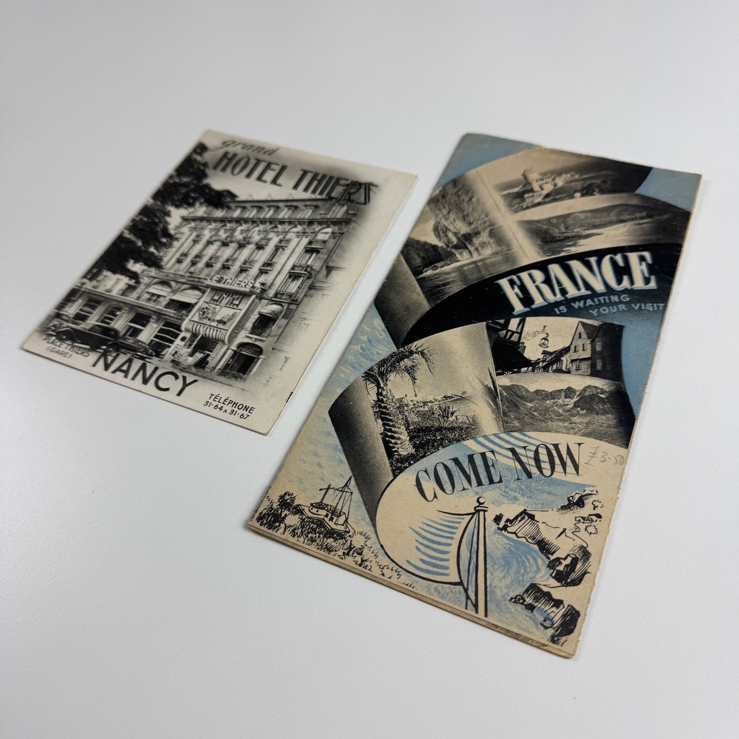 Ephemera x 2 leaflets Grand Hotel Thiers and general France travel mid 20C