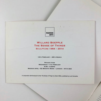 Willard Boepple: The Sense of Things | Broadbent Gallery / Maddox Arts | Catalogue, with private view card