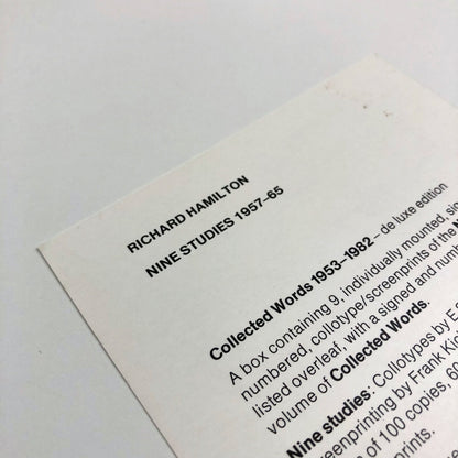 Richard Hamilton: Nine Studies 1957–65 | Exhibition leaflet, Waddington Graphics