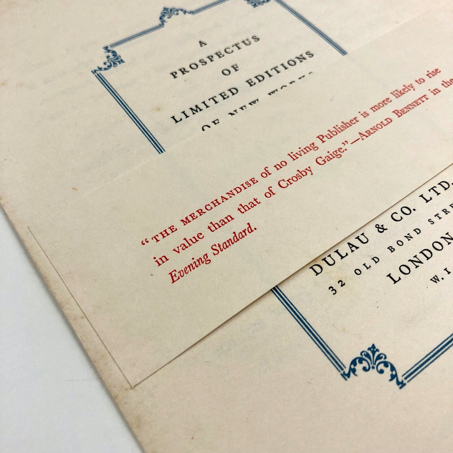 Prospectus leaflet – New Works by Modern Authors | Dulau / Crosby / Gaige | Bowling Green Press