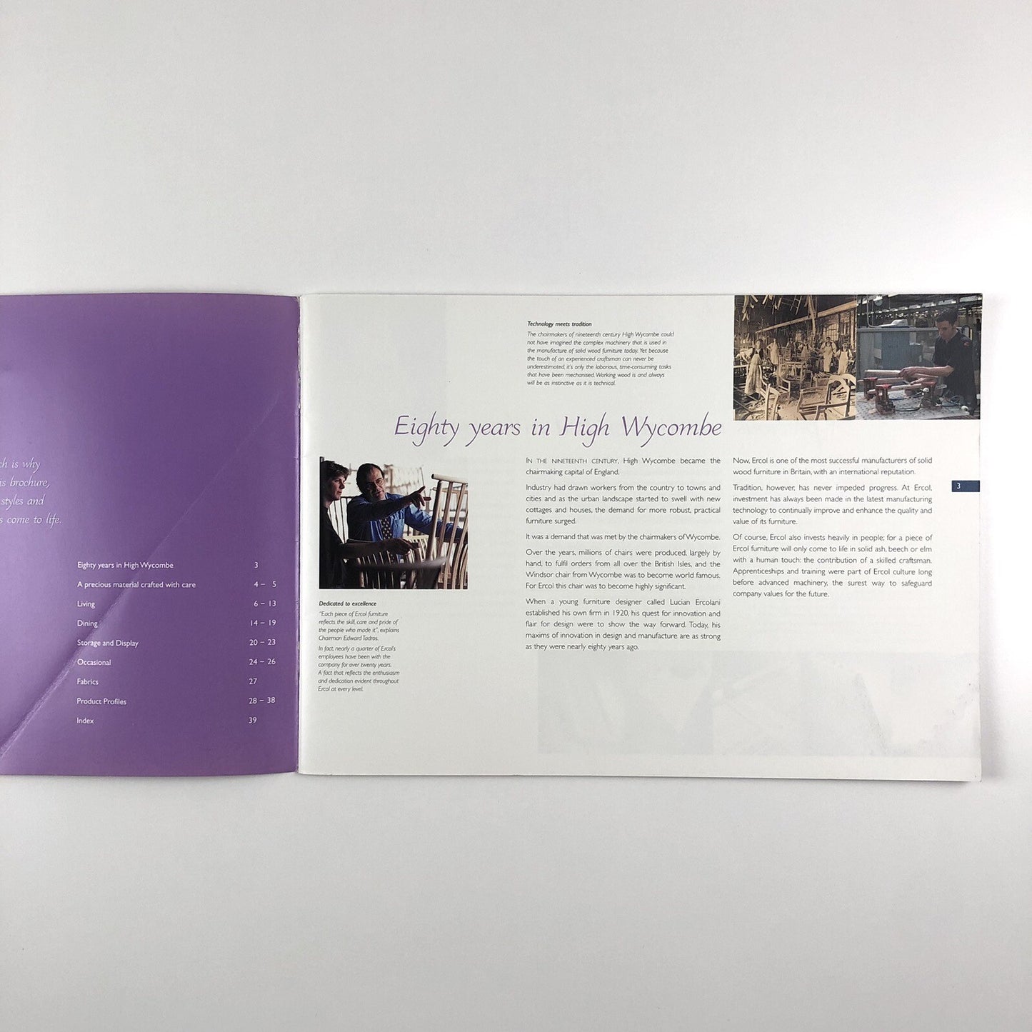 Ercol furniture brochure – 'Perfection in detail', dated 2001