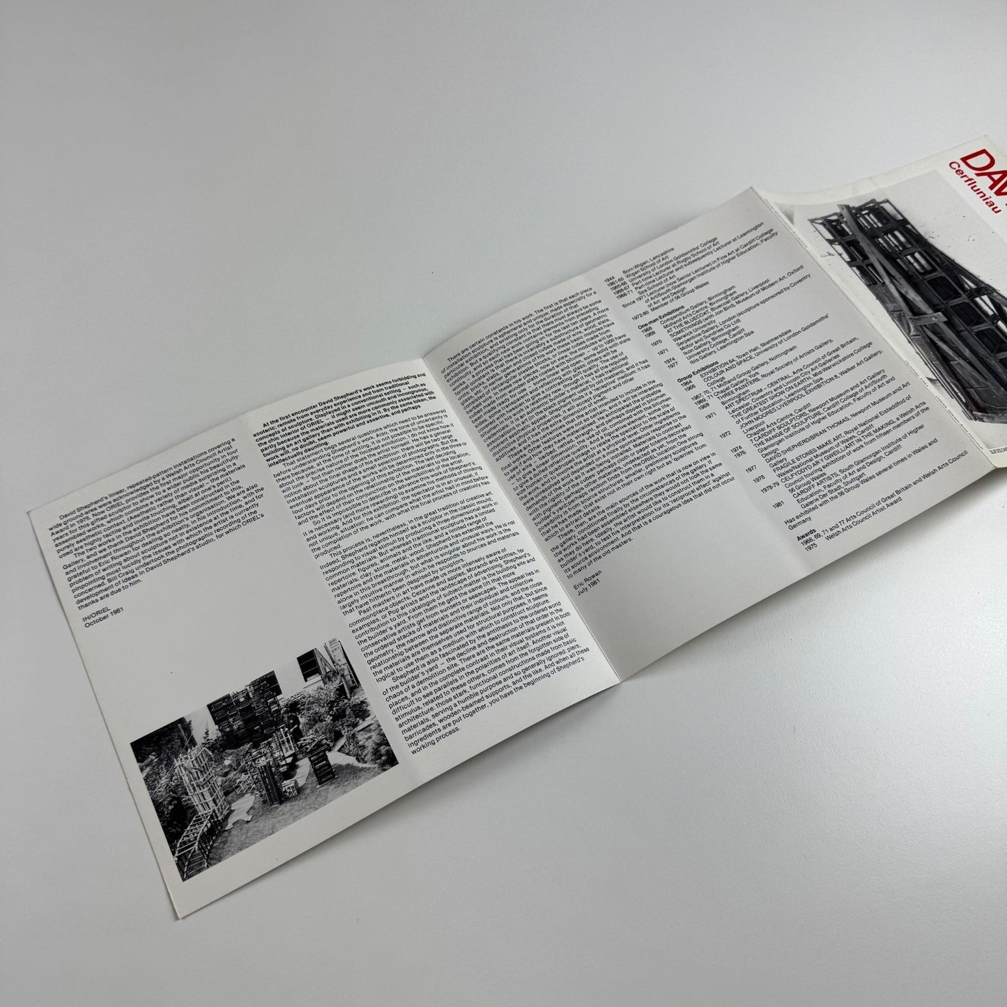 Folding card/catalogue for David Shepherd Sculpture | Oriel, Cardiff, Welsh Arts Council, 1981