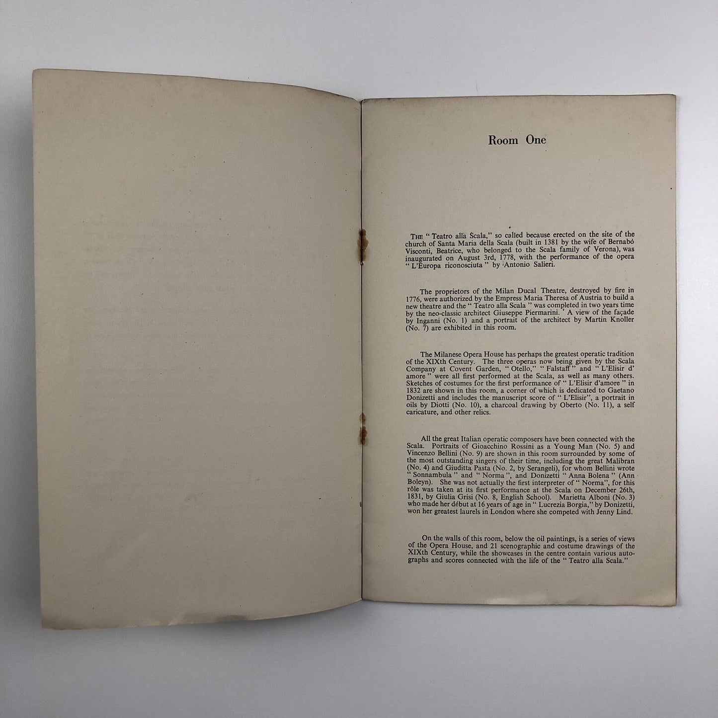 The Scala Theatre – An Exhibition Held at The Italian Institute | 1950 catalogue, Duncan Guthrie
