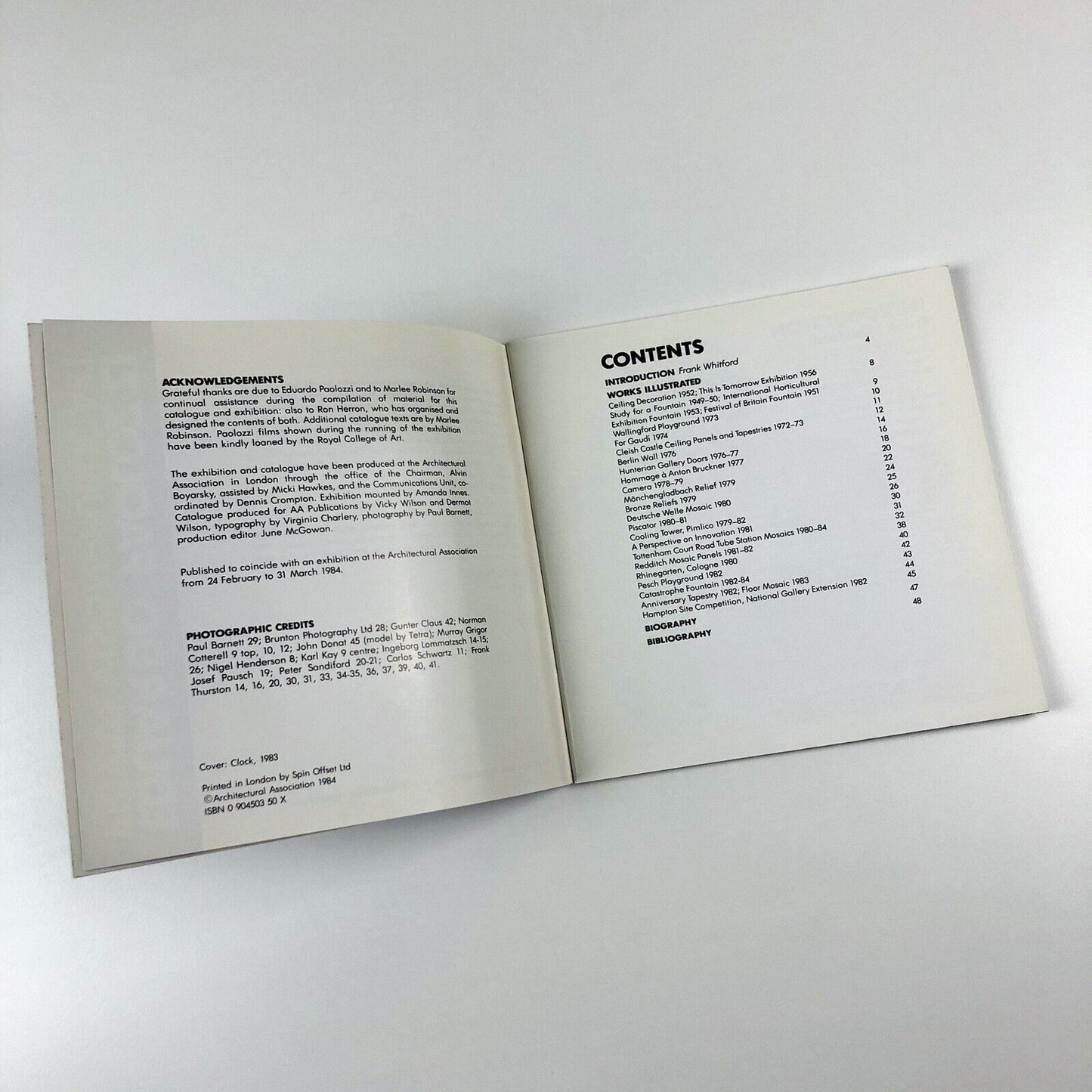 Eduardo Paolozzi. Private Vision - Public Art | Architectural Association, 1984 | introduction by Frank Whitford