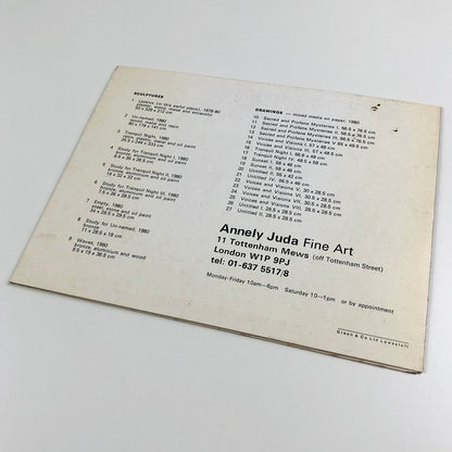Michael Kenny – Sculpture and Drawings | Annely Juda Fine Art 1981 |Folded card