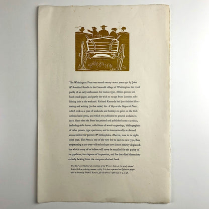 Flyer for the exhibition of The Whittington Press’s books | British Library 1989